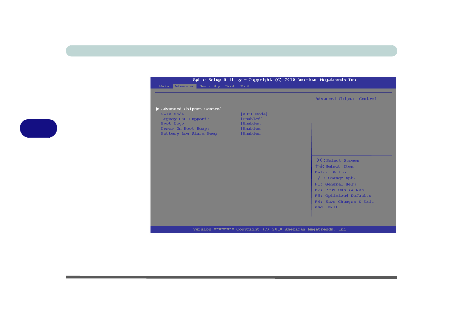 Advanced menu, Advanced chipset control (advanced menu) | Eurocom P170HM Neptune User Manual | Page 100 / 268