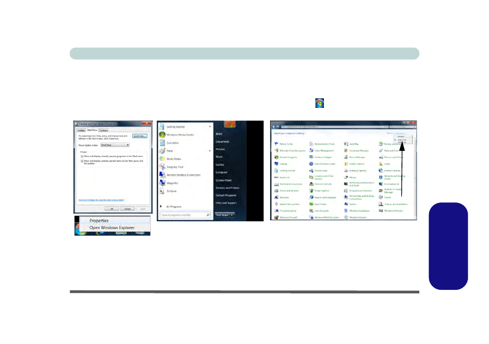 Windows 7 start menu & control panel | Eurocom Uno 2.1 User Manual | Page 192 / 271