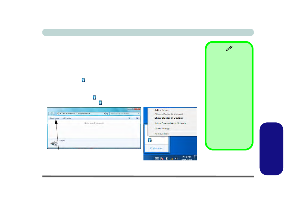 Standard bluetooth configuration in windows 7, To turn the bluetooth module on, Standard | Standard bluetooth, Windows 7 | Eurocom Uno 2.1 User Manual | Page 244 / 271
