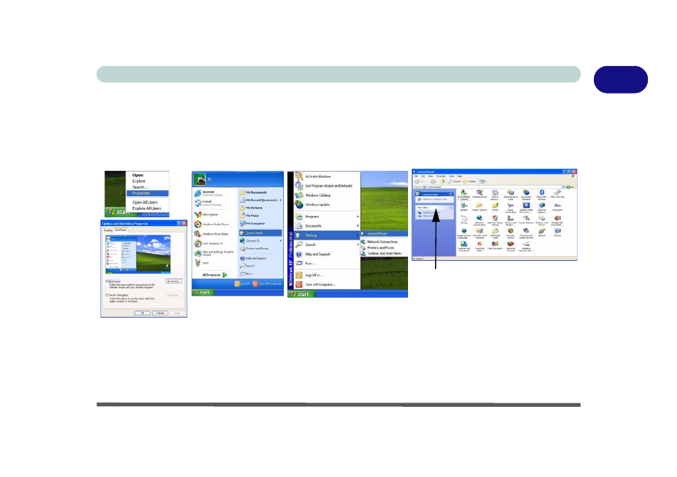 Windows xp start menu & control panel, Windows xp start menu & control panel -13 | Eurocom L29xN All-in-One LCD PC User Manual | Page 27 / 110