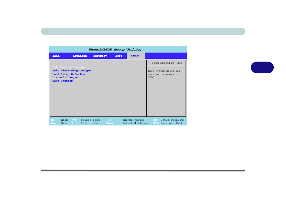 Exit menu, Exit menu -13, Bios utilities exit menu 4 - 13 | Figure 4 - 6 | Eurocom L29xN All-in-One LCD PC User Manual | Page 81 / 110