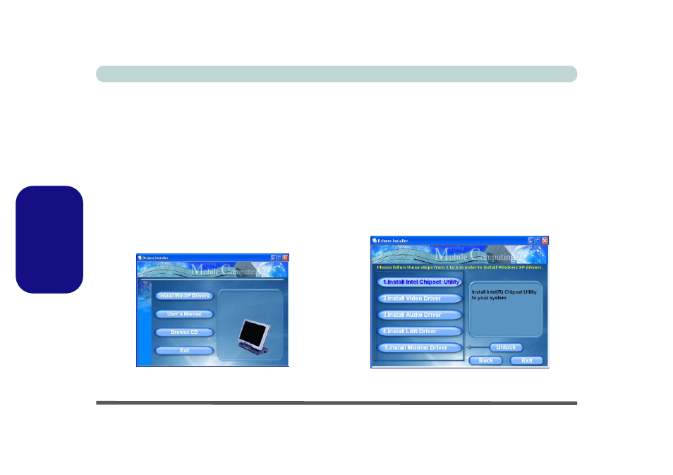 Installation du pilote, Figure 11 - drivers installer 1, Figure 12 - drivers installer 2 | Francais | Eurocom L29xTP; TouchScreen PC User Manual | Page 90 / 168