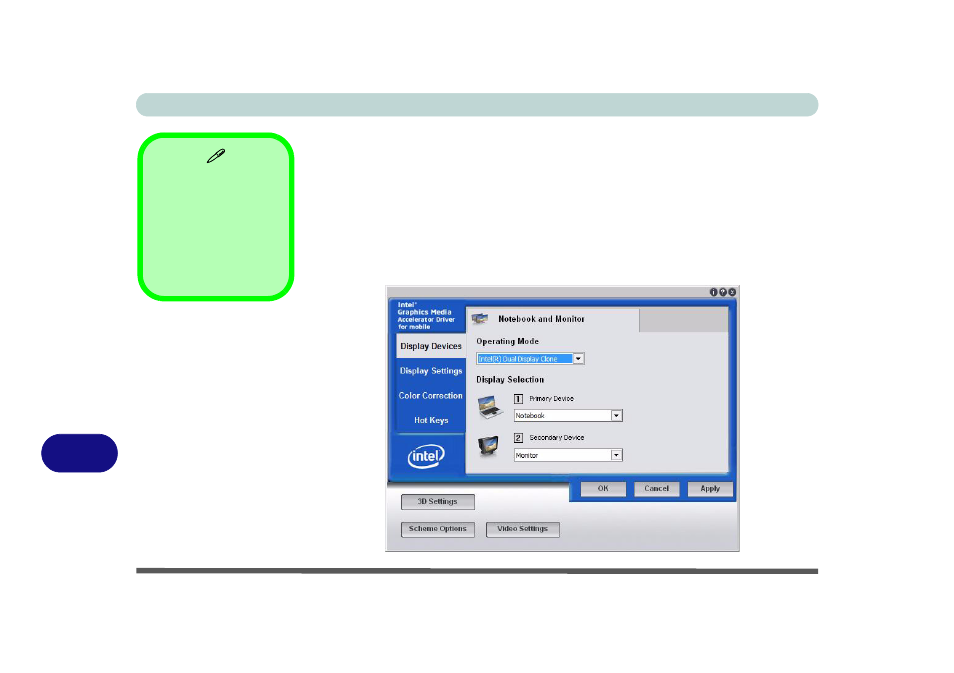 Configuring other displays from intel® gma, Configuring other displays | Eurocom L390T Uno User Manual | Page 134 / 192