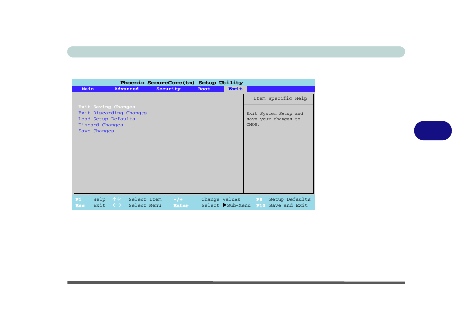 Exit menu, Exit menu -15, Bios utilities exit menu 5 - 15 | Figure 5 - 5 | Eurocom L390T Uno User Manual | Page 75 / 192