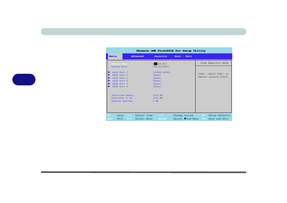 Main menu, System time & date (main menu), Main menu -6 | Bios utilities 5 - 6 main menu, Figure 5 - 1 | Eurocom LV220 ViiVA User Manual | Page 70 / 192