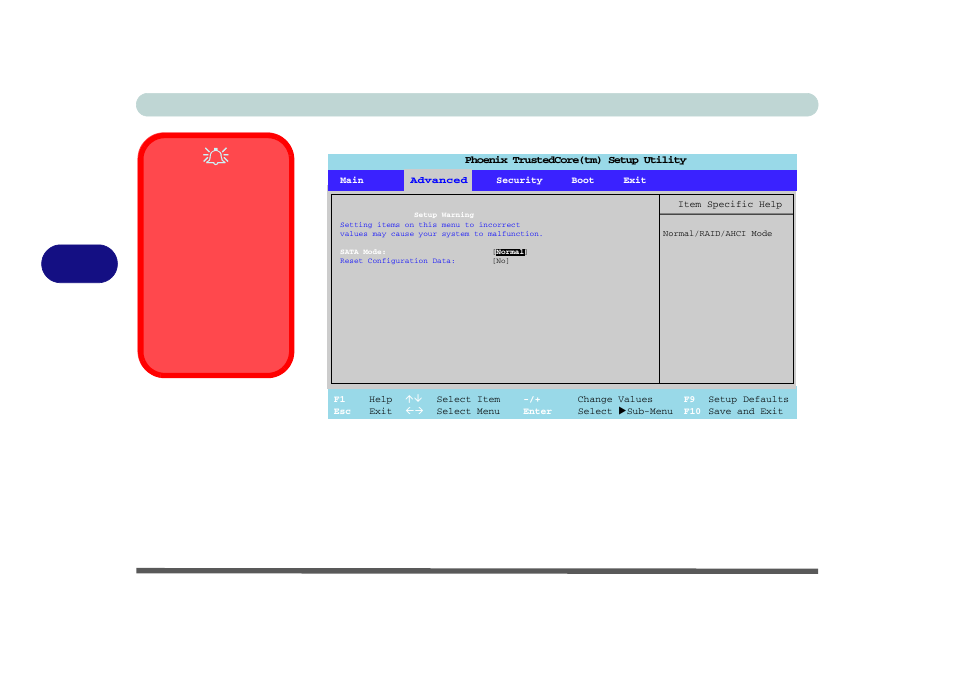 Advanced menu, Sata mode: (advanced menu), Advanced menu -8 sata mode: (advanced menu) -8 | Bios utilities 5 - 8 advanced menu, Figure 5 - 3 | Eurocom D90xC PHANTOM-X User Manual | Page 82 / 224