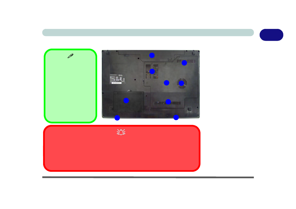System map: bottom view - model b, System map: bottom view - model b -17 | Eurocom B7110 FOX User Manual | Page 39 / 198