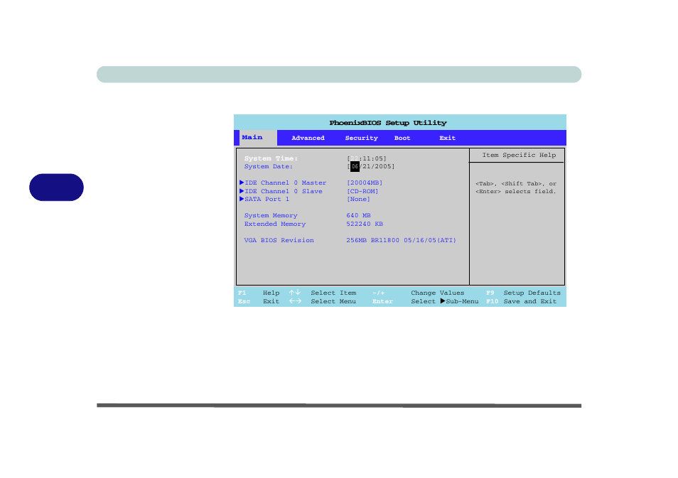 Main menu, System time & date (main menu), Main menu -6 system time & date (main menu) -6 | Bios utilities 5 - 6 main menu, Figure 5 - 2 | Eurocom M560A DIVINE User Manual | Page 86 / 158