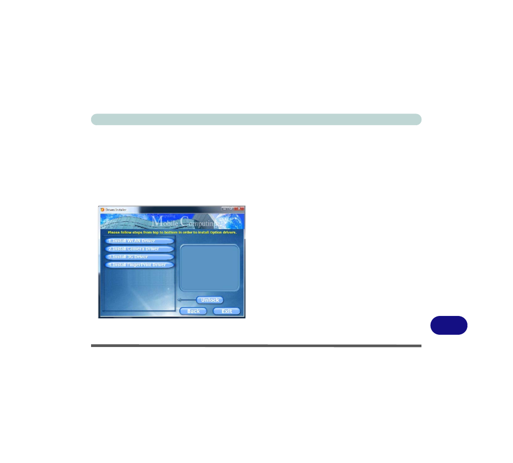 Optional drivers, Wireless lan module (win 7), Pc camera module | 75g/hspa module, Fingerprint reader module (win 7) | Eurocom M7X1CUH LYNX User Manual | Page 237 / 266