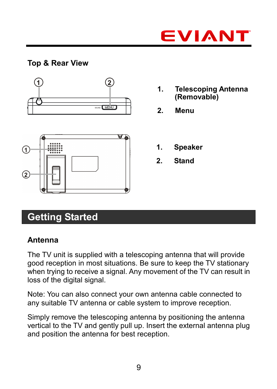 Getting started | Eviant M4 Series User Manual | Page 10 / 18