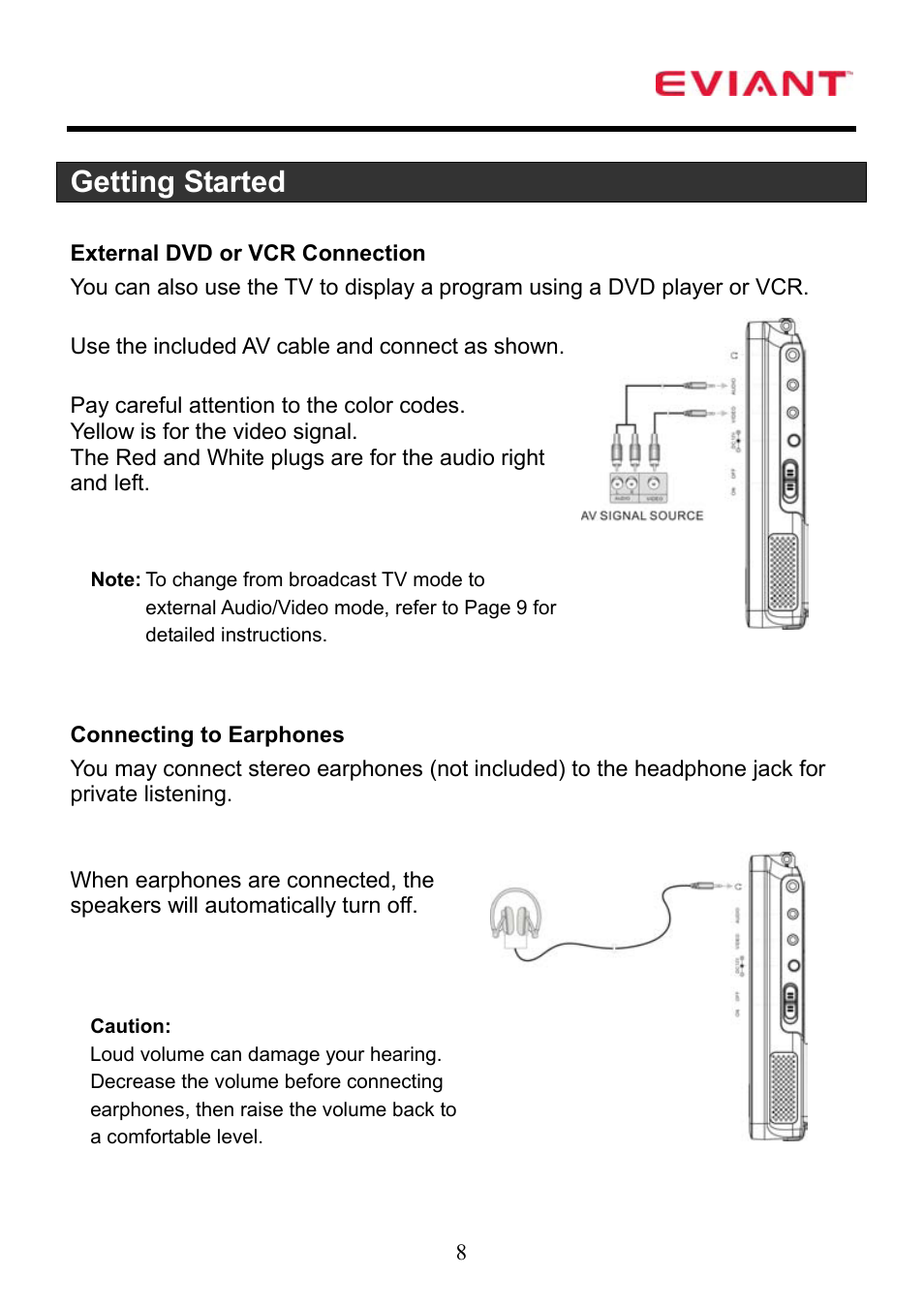 Getting started | Eviant T7 Series User Manual | Page 9 / 17