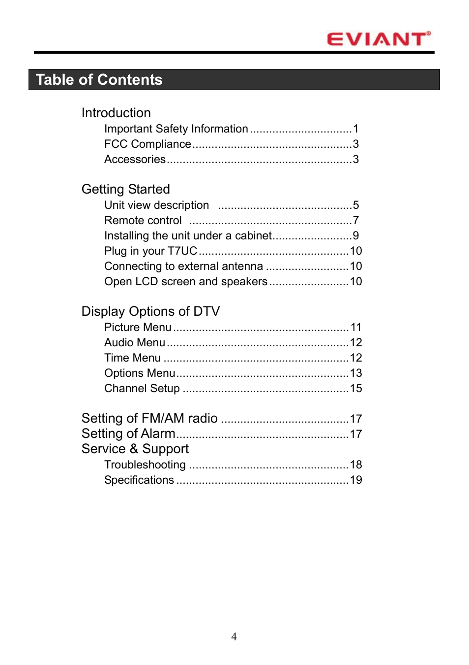 Eviant T7UC Series User Manual | Page 5 / 20