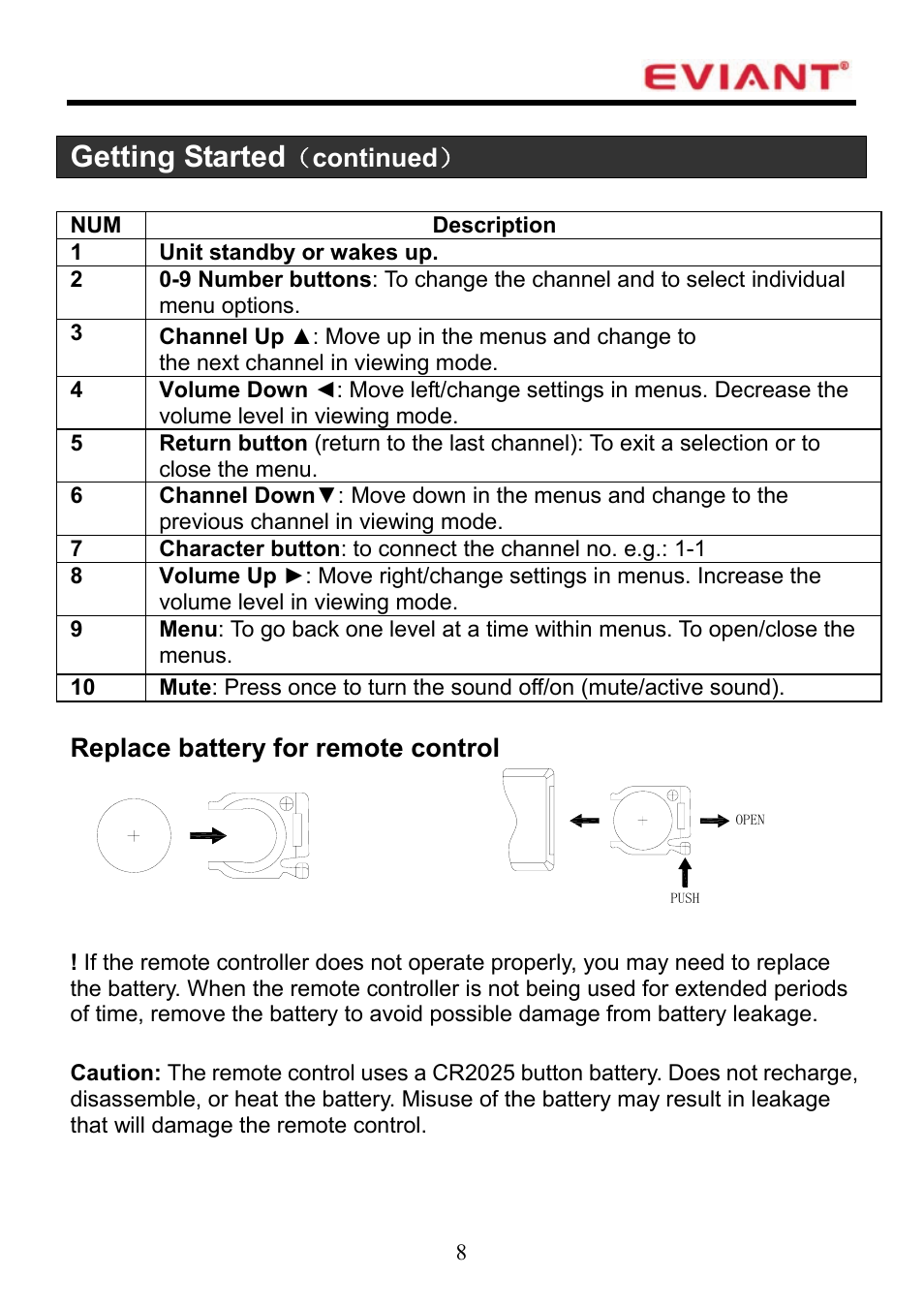 Getting started | Eviant T7UC Series User Manual | Page 9 / 20
