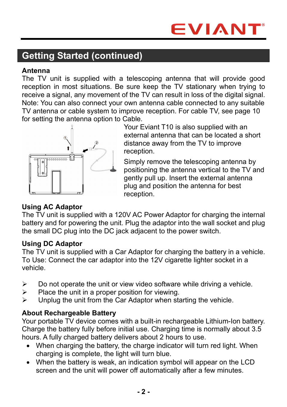 Getting started (continued) | Eviant T10 Series User Manual | Page 7 / 18