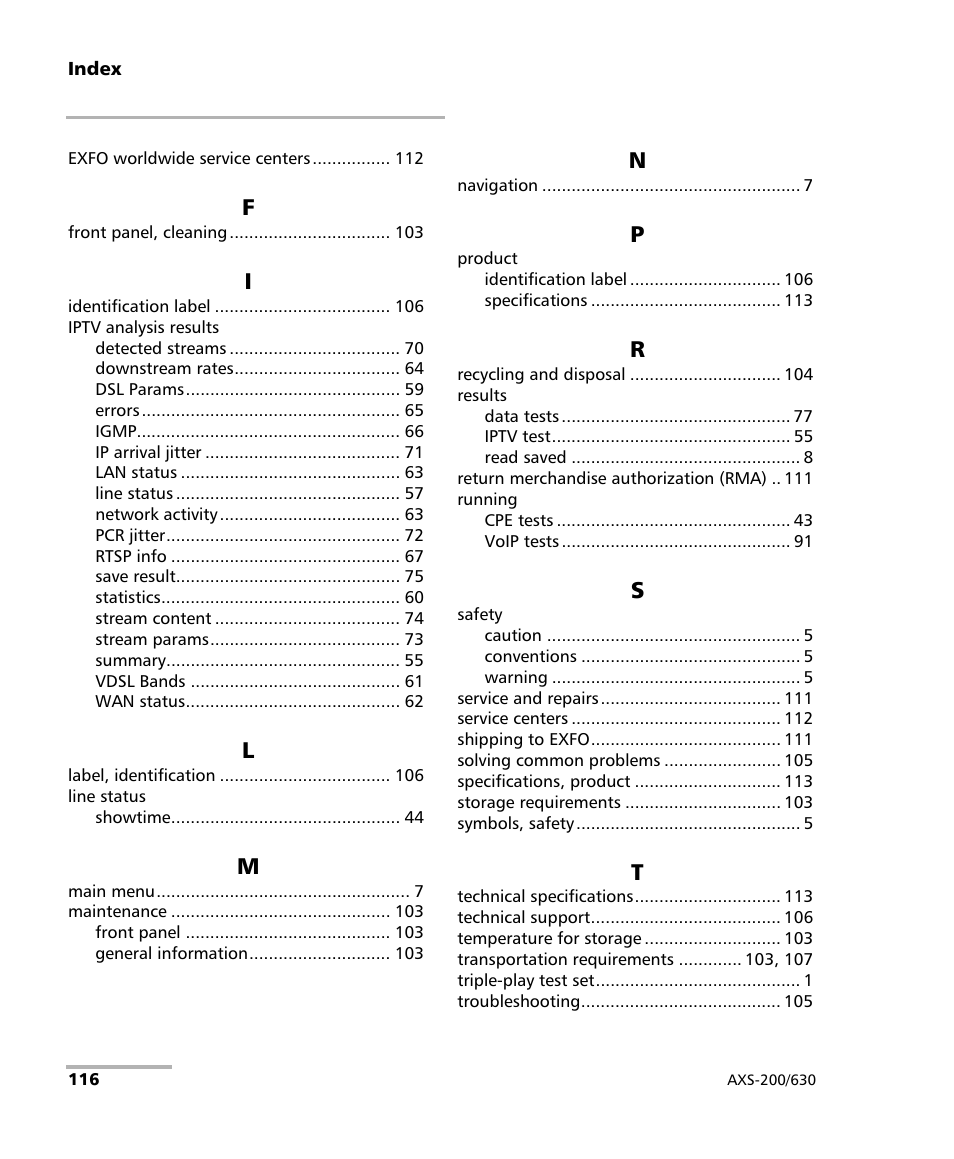 EXFO VDSL2 User Manual | Page 122 / 124