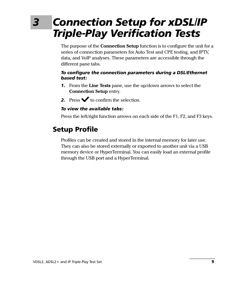 Setup profile | EXFO VDSL2 User Manual | Page 15 / 124
