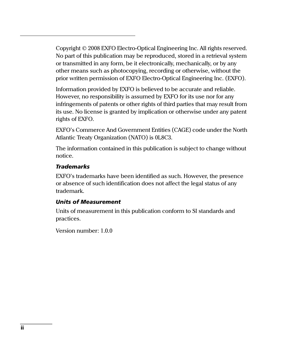 EXFO VDSL2 User Manual | Page 2 / 124