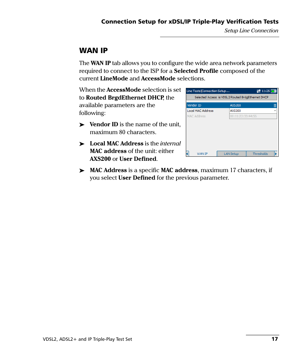 Wan ip | EXFO VDSL2 User Manual | Page 23 / 124