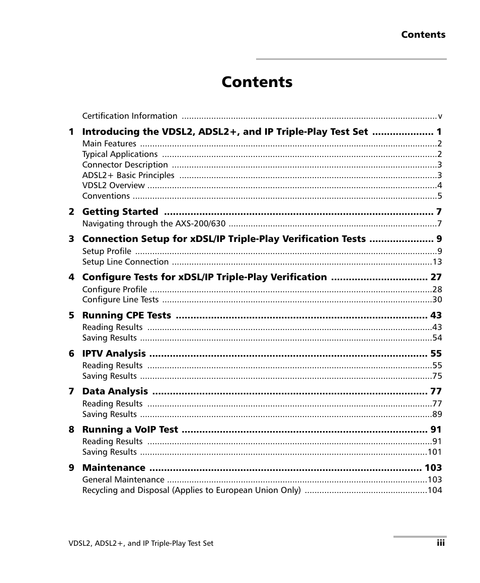 EXFO VDSL2 User Manual | Page 3 / 124