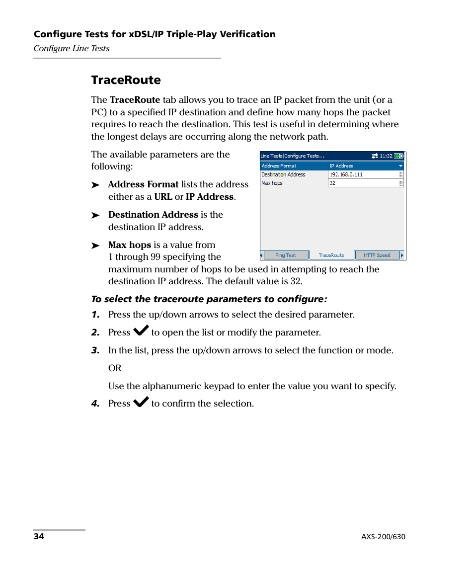 Traceroute | EXFO VDSL2 User Manual | Page 40 / 124