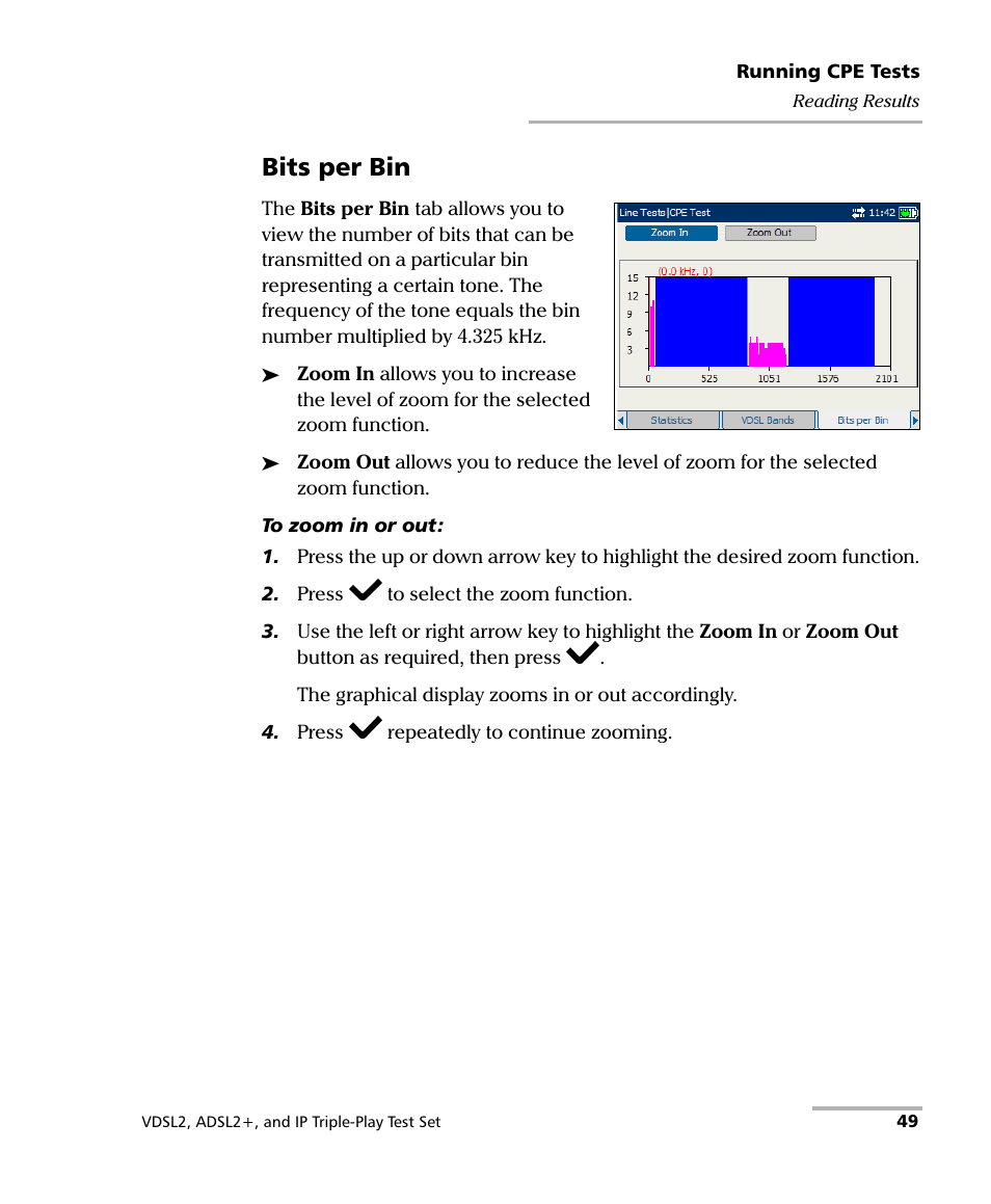 Bits per bin | EXFO VDSL2 User Manual | Page 55 / 124