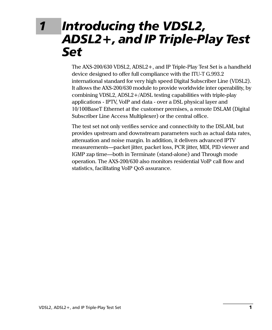 EXFO VDSL2 User Manual | Page 7 / 124