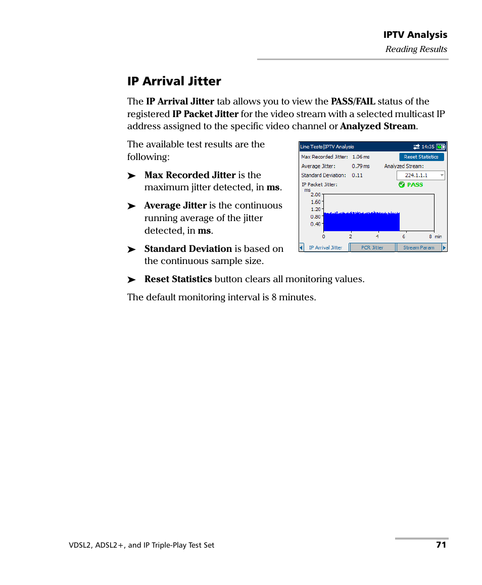 Ip arrival jitter | EXFO VDSL2 User Manual | Page 77 / 124