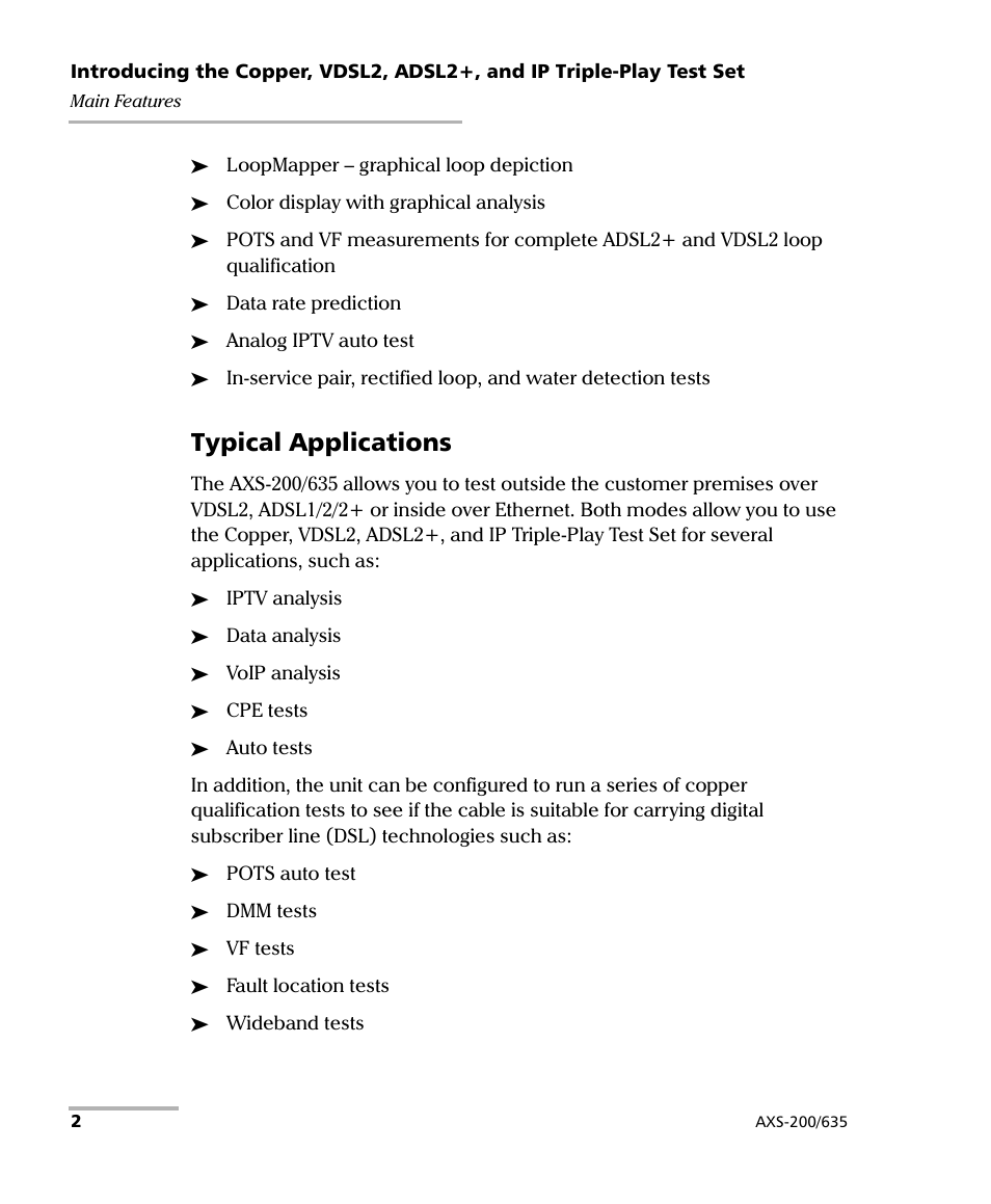 Typical applications | EXFO VDSL2 User Manual | Page 10 / 267
