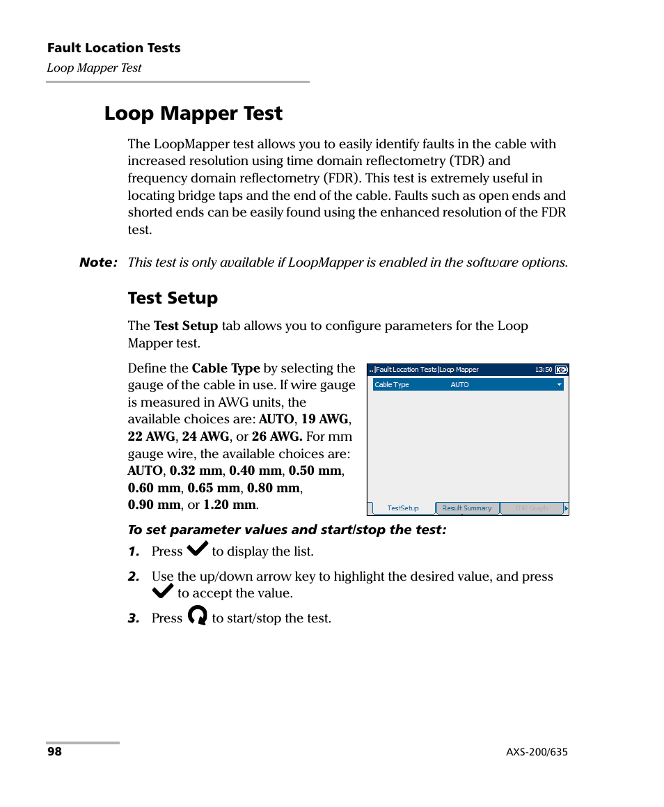 Loop mapper test, Test setup | EXFO VDSL2 User Manual | Page 106 / 267