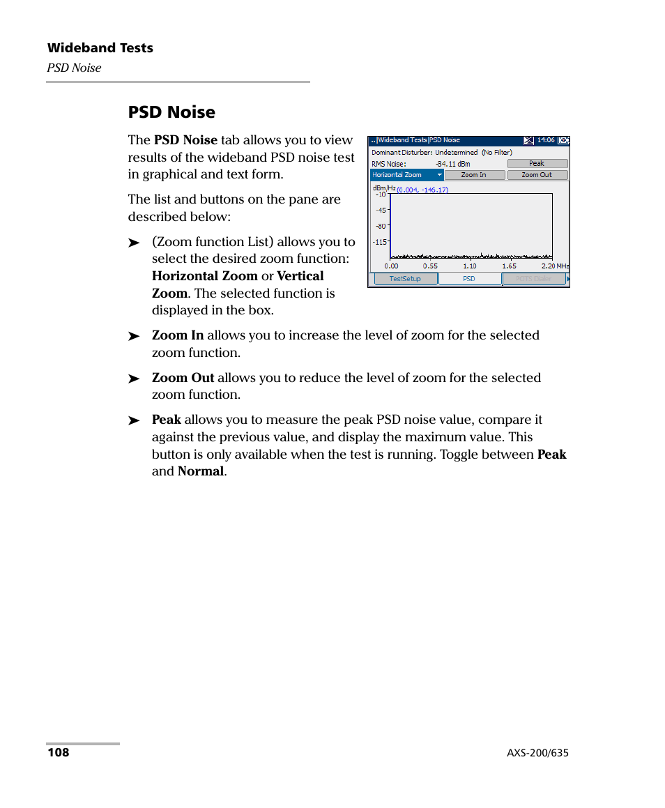 Psd noise | EXFO VDSL2 User Manual | Page 116 / 267