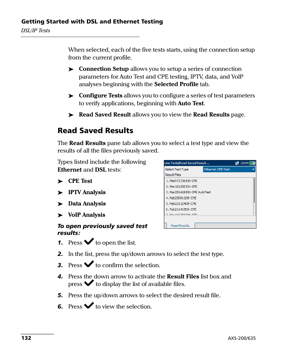 Read saved results | EXFO VDSL2 User Manual | Page 140 / 267