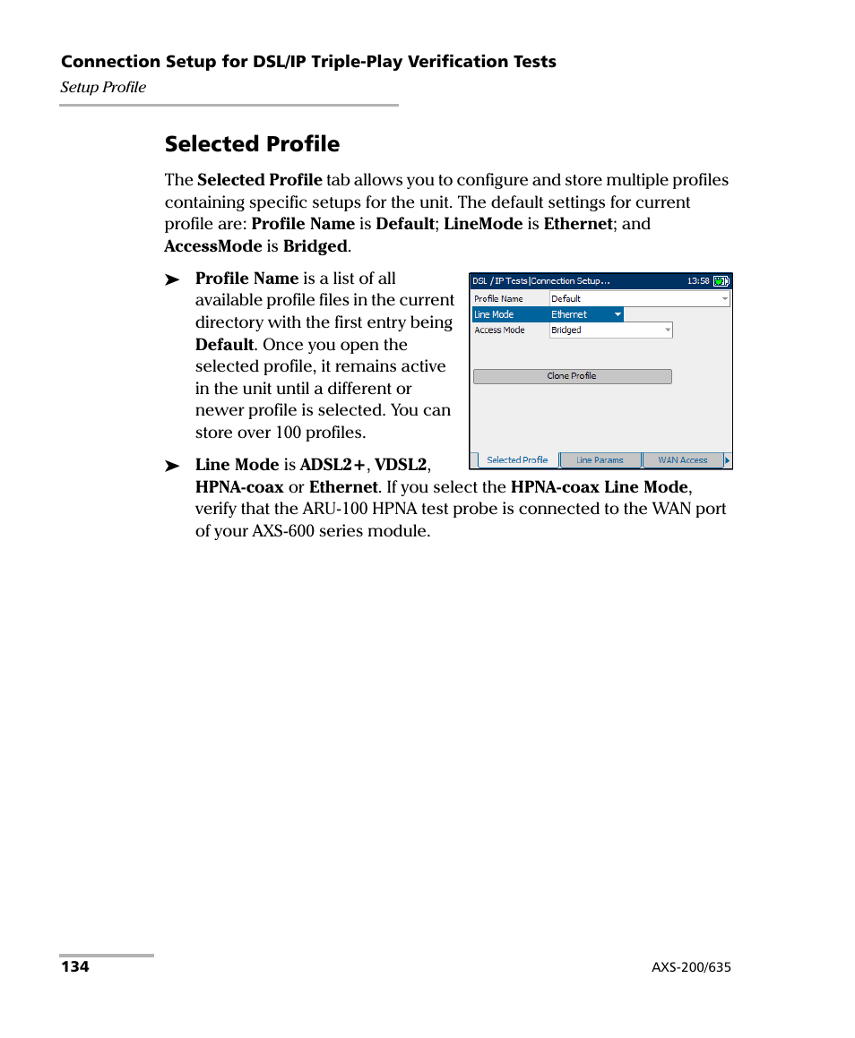 Selected profile | EXFO VDSL2 User Manual | Page 142 / 267