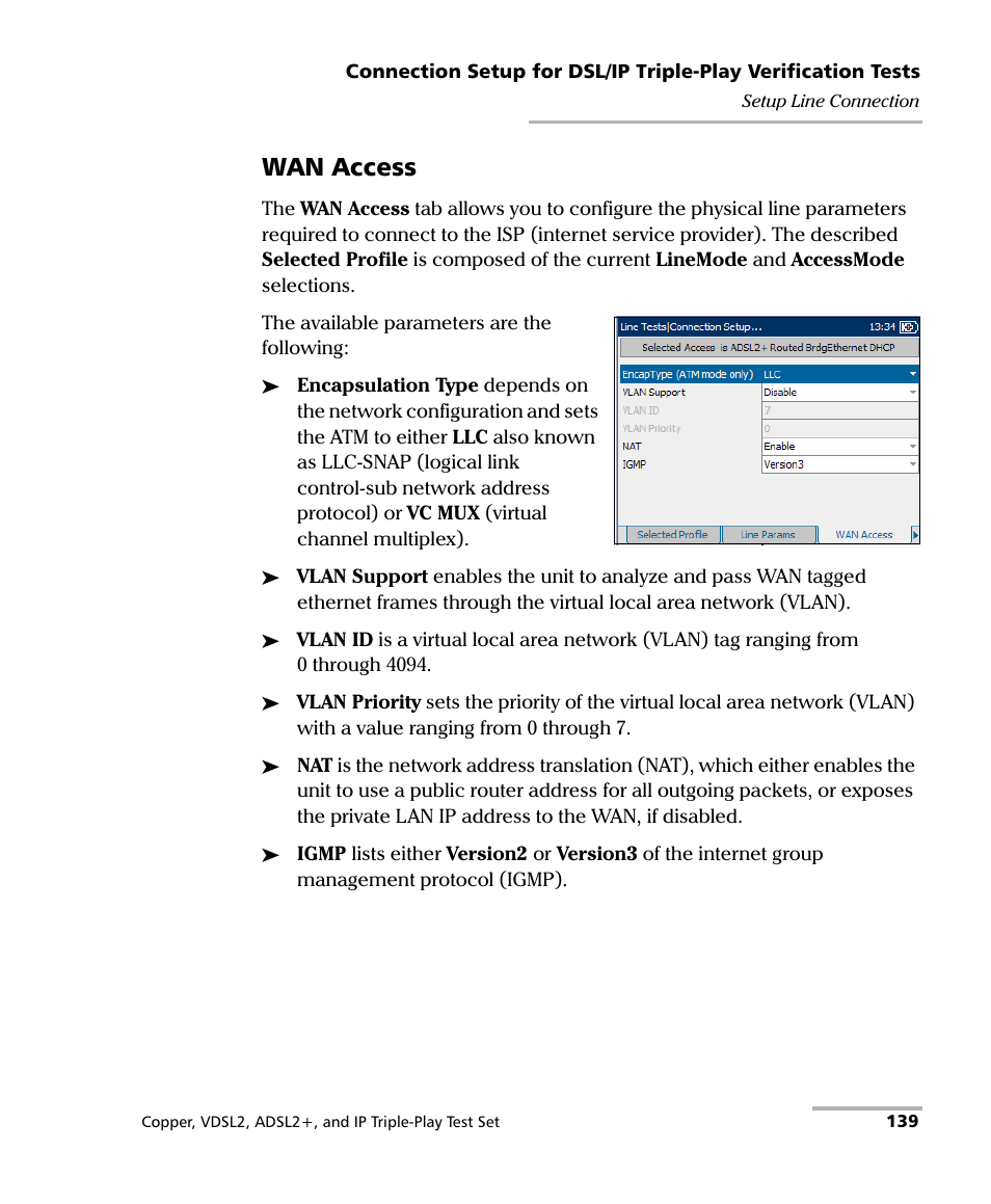 Wan access | EXFO VDSL2 User Manual | Page 147 / 267