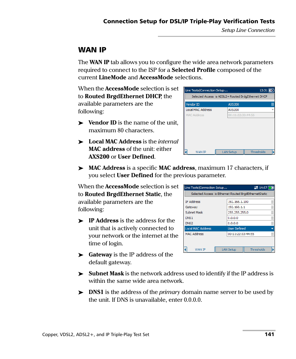 Wan ip | EXFO VDSL2 User Manual | Page 149 / 267