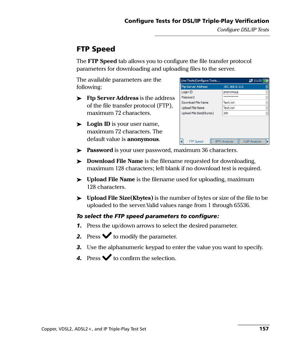 Ftp speed | EXFO VDSL2 User Manual | Page 165 / 267