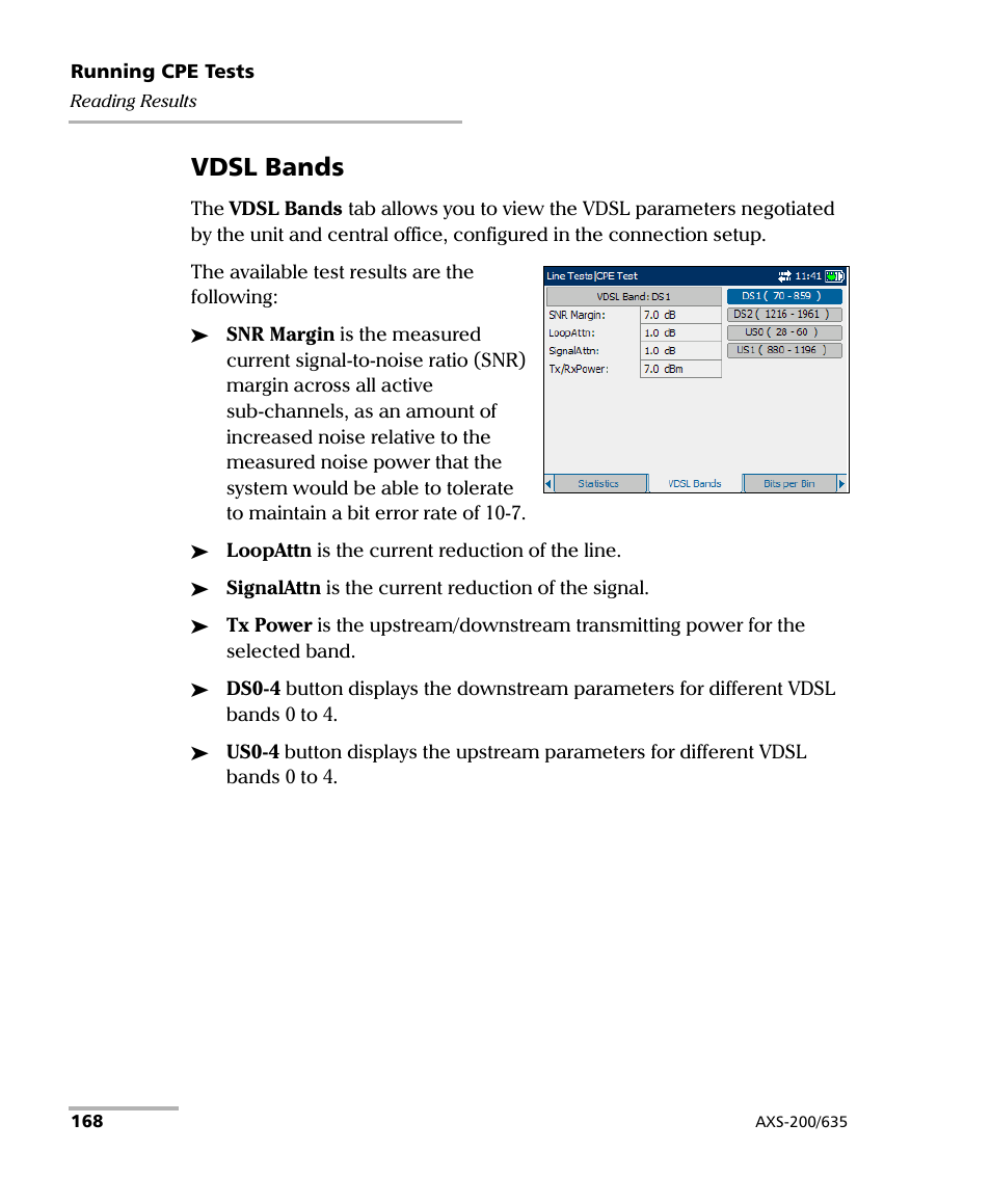 Vdsl bands | EXFO VDSL2 User Manual | Page 176 / 267