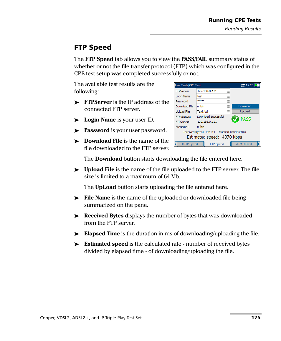 Ftp speed | EXFO VDSL2 User Manual | Page 183 / 267