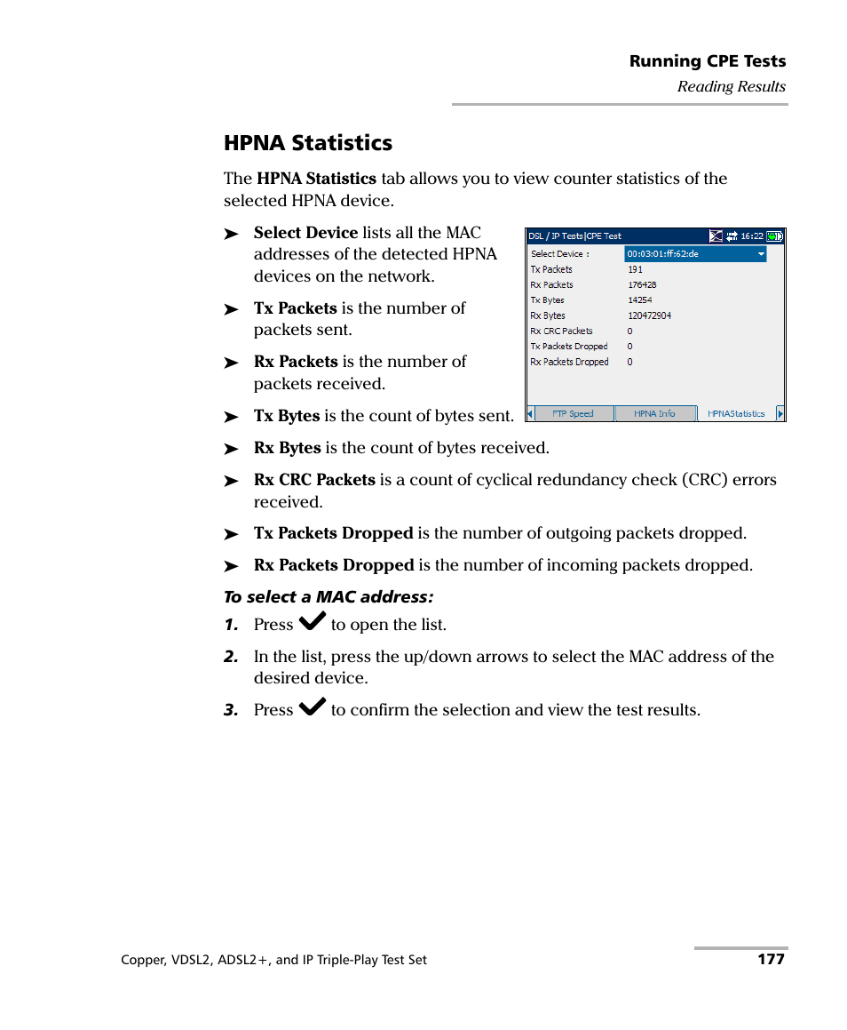 Hpna statistics | EXFO VDSL2 User Manual | Page 185 / 267