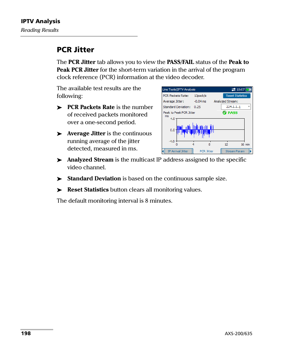 Pcr jitter | EXFO VDSL2 User Manual | Page 206 / 267