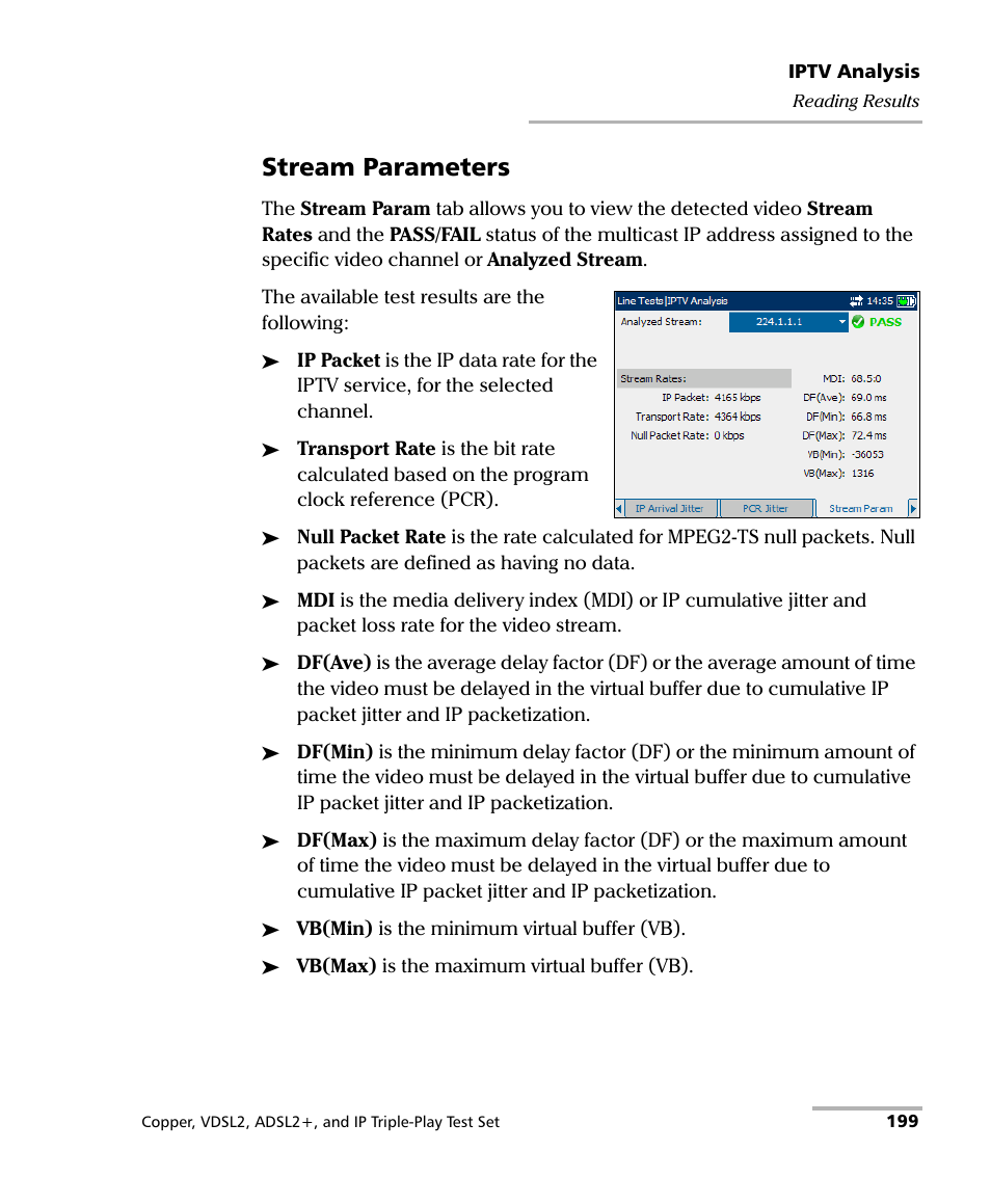 Stream parameters | EXFO VDSL2 User Manual | Page 207 / 267