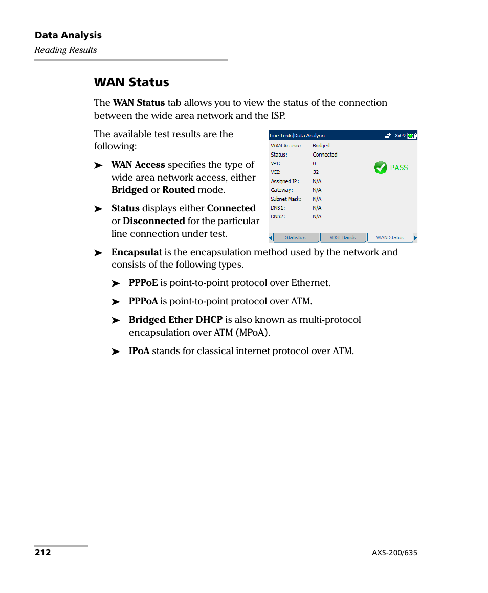 Wan status | EXFO VDSL2 User Manual | Page 220 / 267