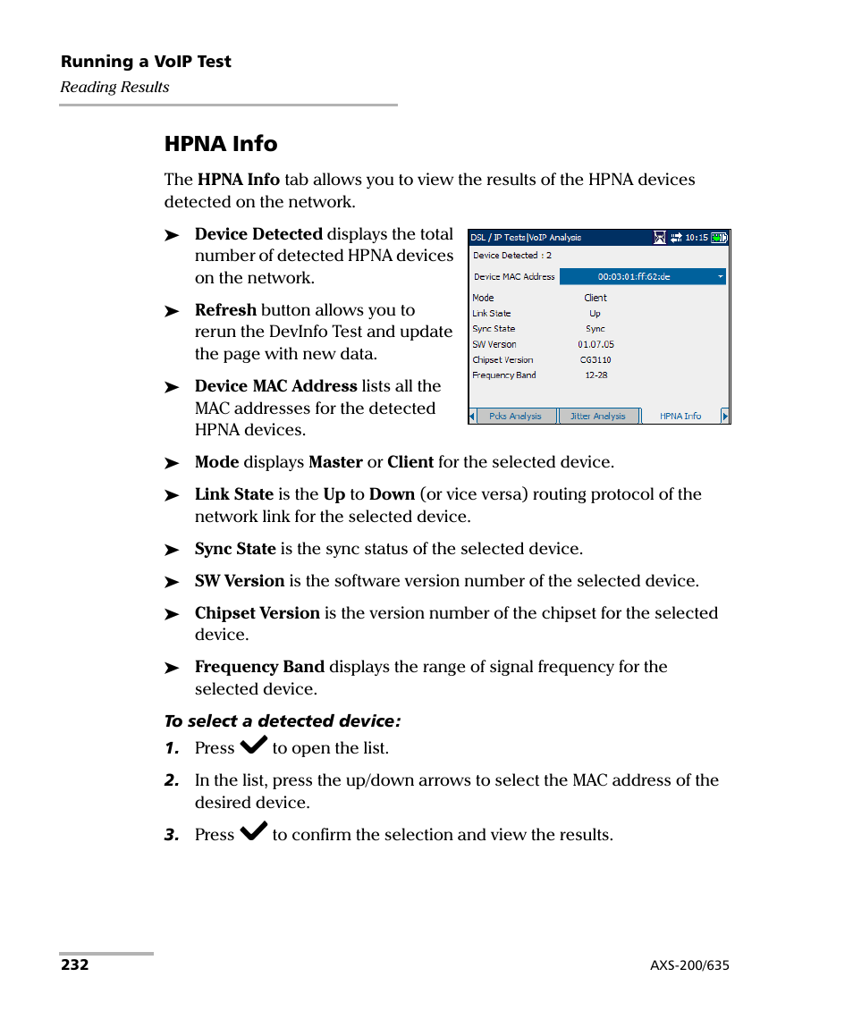 Hpna info | EXFO VDSL2 User Manual | Page 240 / 267