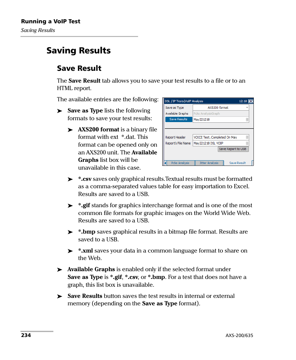 Saving results, Save result | EXFO VDSL2 User Manual | Page 242 / 267