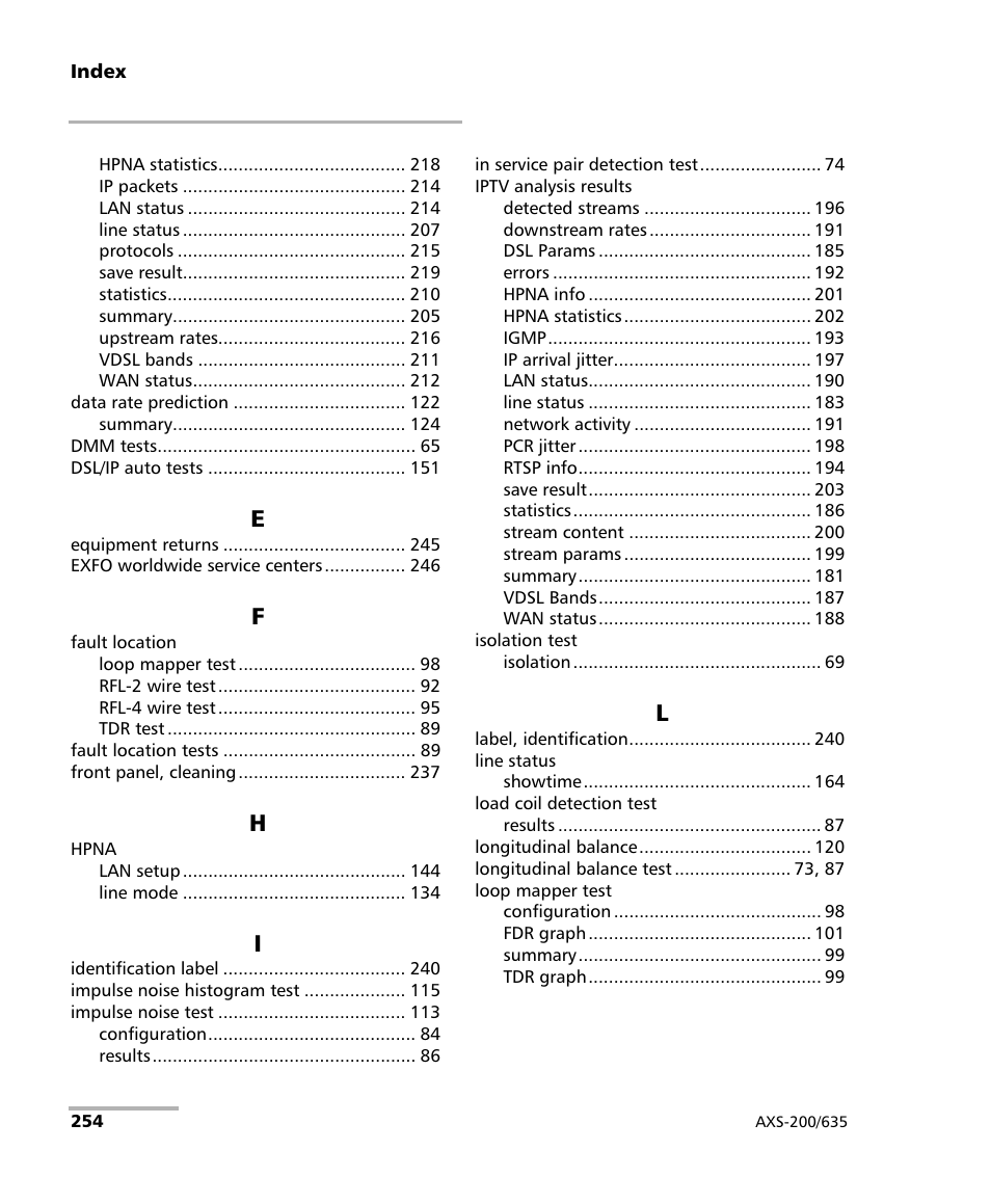 EXFO VDSL2 User Manual | Page 262 / 267