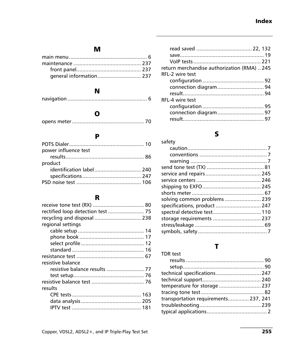 EXFO VDSL2 User Manual | Page 263 / 267