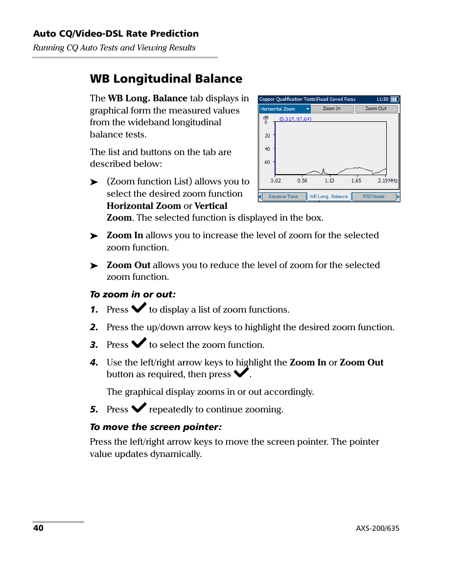 Wb longitudinal balance | EXFO VDSL2 User Manual | Page 48 / 267