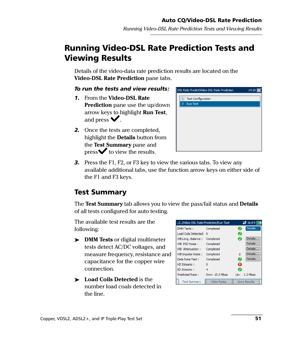 Test summary | EXFO VDSL2 User Manual | Page 59 / 267