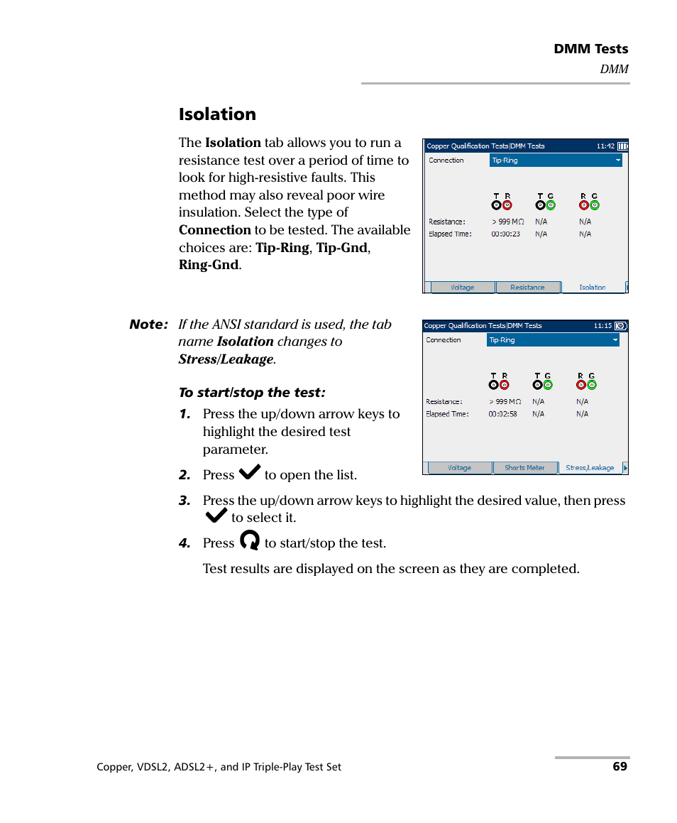 Isolation | EXFO VDSL2 User Manual | Page 77 / 267