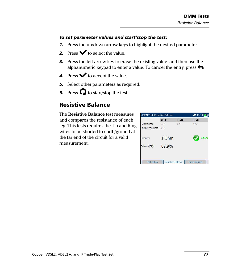 Resistive balance | EXFO VDSL2 User Manual | Page 85 / 267