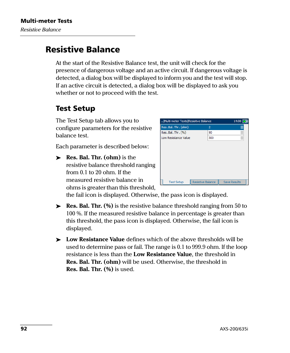 Resistive balance, Test setup | EXFO VDSL2 User Manual | Page 100 / 275